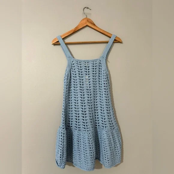 Anthropologie Celandine Blue Crochet Swim Cover-Up - Picture 7 of 10